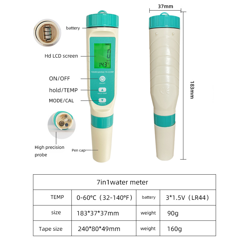 2023년 최신형 7 in 1 PH / TDS / EC - Ph Meter Digital Water Tester 리뷰 및 가격