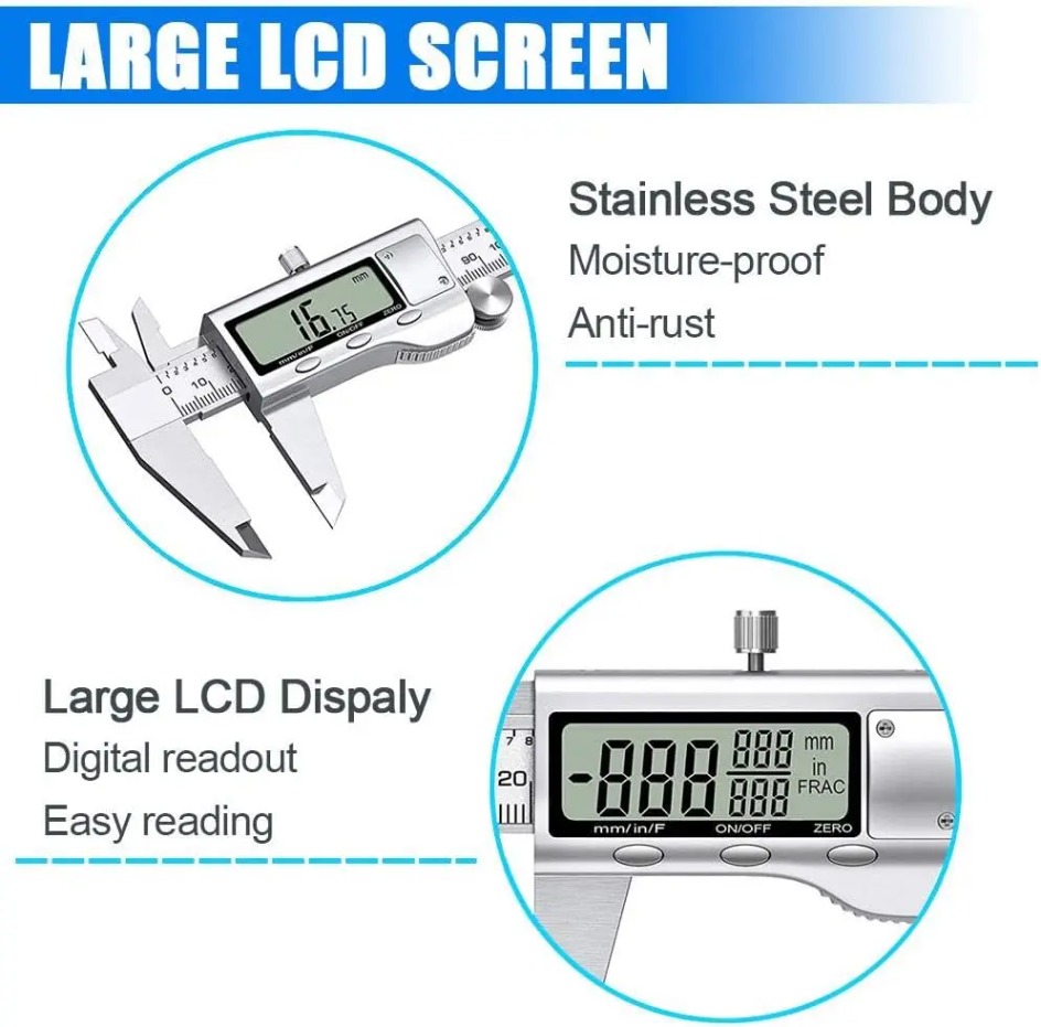 전자식 버니어 캘리퍼스 6인치 정밀 도구, LCD 디스 - Digital Caliper 150Mm Stainless Steel 리뷰 및 가격